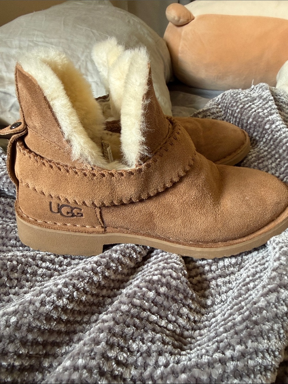 UGG McKay Chestnut Suede Shearling Short Boots